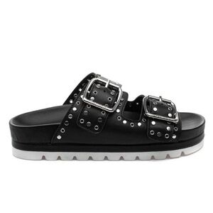 J/Slides Studded Leather Sandal, Black Brand New!